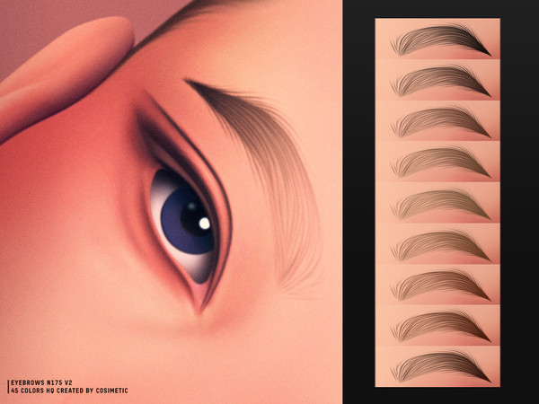 Sims 4 — Bare Shape Brows N175 V2 by cosimetic — A thicker and more textured version of V1 with looser hair strokes.