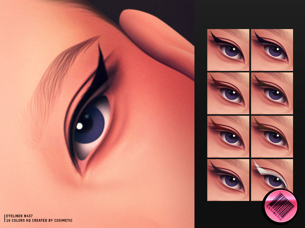 Sims 4 — Lifted Spike Eyeliner N437 by cosimetic — A sharply lifted eyeliner with an upward angle and pointed tip.