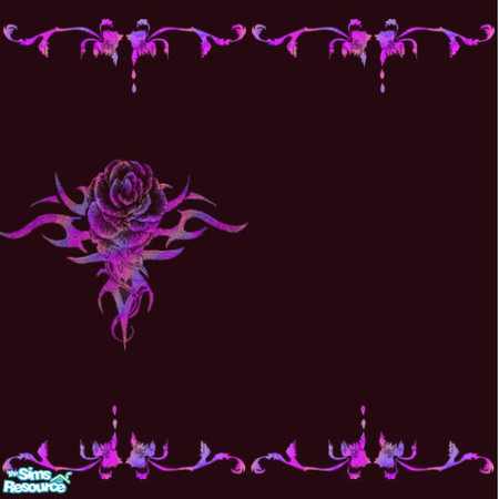 Sims 2 — rose tattoo set by skinflin — black walls with purpe shades rose and borders