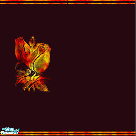 Sims 2 — fire rose set by skinflin — black walls with fire rose pattern and border