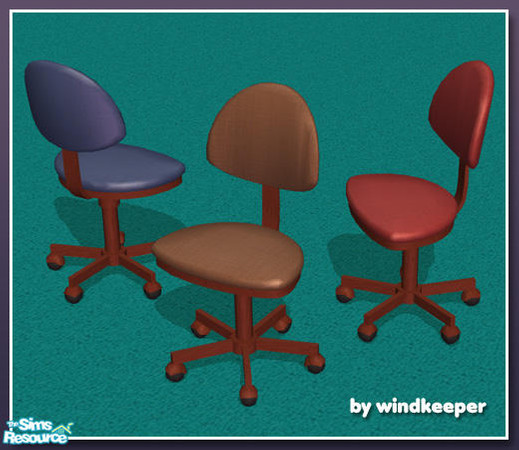 Sims 2 — simple office chair - dark wood frame by Windkeeper — Recolor of simple office chair from this set. Requires
