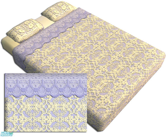 Sims 2 — Lavender & Lace Bedding by dancingaphrodite — Lavender with antique lace.