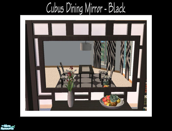 Sims 2 — Cubus Dining Mirror - Black by Shakeshaft — A Black and White recolour of my Cubus Dining Set, includes 1 new