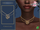 Sims 4 — Intricate Heart Choker by Pitted0live — Heart shaped pendant with an intricate design on a layered choker Custom