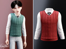 Sims 4 — Child - Cable knit vest with shirt and tie by Garfiel — A neat cable knit vest designed for child characters