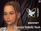 Sims 4 — Diamond Butterfly Studs for Kids by SunflowerPetalsCC — My Diamond Butterfly Stud Earrings for child sims. Comes