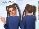 Sims 4 — Keira Hair V2 - Child version by Lewbertsn00tles — A 4-braid ponytail hairstyle with some wispy fringe pieces.