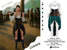 Sims 4 — PATREON - Pirate Corset Dress with Ruffled Off-Shoulder Sleeves S322 by Daph's — A fantasy-inspired pirate