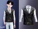 Sims 4 — Child - Leather style vest with shirt and striped tie by Garfiel — A compact leather style vest designed for