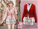 Sims 4 — Sweet vintage ribbon outfit by MysteriousOo — This outfit combines a cozy knit cardigan with a flowy layered
