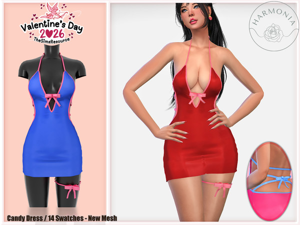 Sims 4 — Valentine's Day - Candy Dress by Harmonia — New Mesh