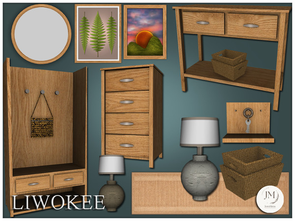 Sims 4 — Liwokee entry set by jomsims — Liwokee is a warm and classic modern entryway set for your Sims.