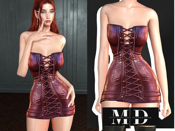 Sims 4 — Elvira leather mini dress by Mydarling20 — Age Groups: Teens, Young Adults, Adults, Elders