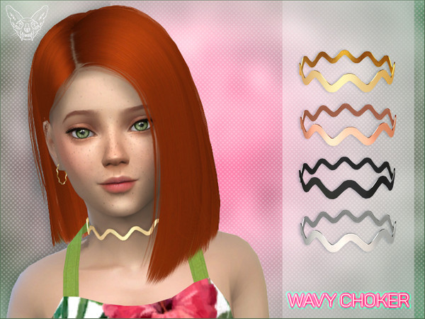 Sims 4 — Wavy Choker For Kids by feyona — Wavy Choker For Kids comes with 4 colors