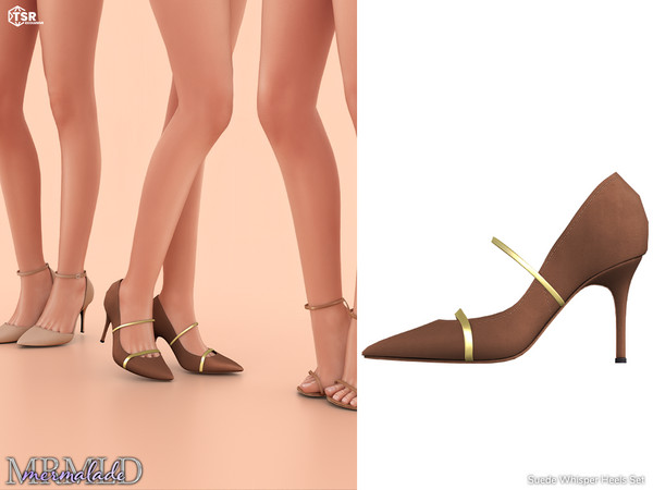 Sims 4 — MERMALADE Suede Stiletto Gold Heels S679 by Mermalade — ccccccc ddddd cccc ddd