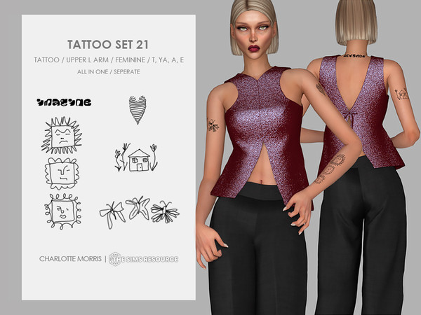 Sims 4 — Tattoo Set 21 by Charlotte_Morris — Skin Details - Tattoos
