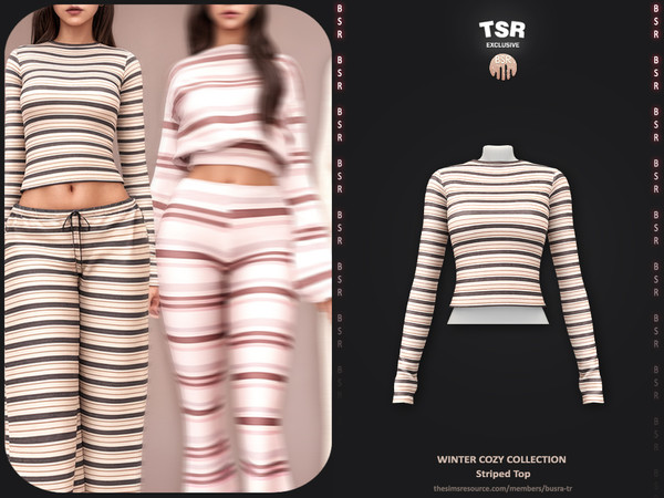 Sims 4 — Cozy Winter Collection - 3 Striped Top BD1655 by busra-tr — - Set Inclued : Dress x4 - Top x2 - Skirt x2 - 10