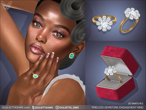 Sims 4 — Timeless Gemstone Engagement Ring by feyona — Timeless Gemstone Engagement Ring comes with 10 gemstones, 2