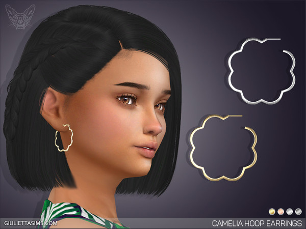 Sims 4 — Camellia Hoop Earrings For Kids by feyona — Camellia Hoop Earrings For Kids come with 4 swatches.