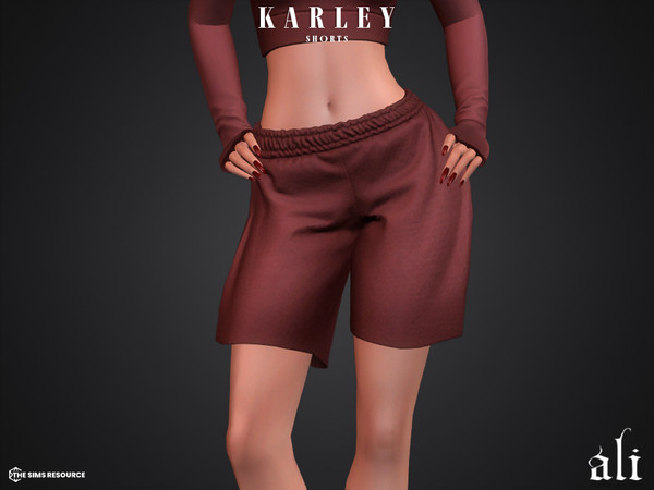 Sims 4 — KARLEY shorts by ali1 — 6 Piece Set including: Long Sleeve Top, Tank top, Leggings, Athletic Shorts, Sweatpants