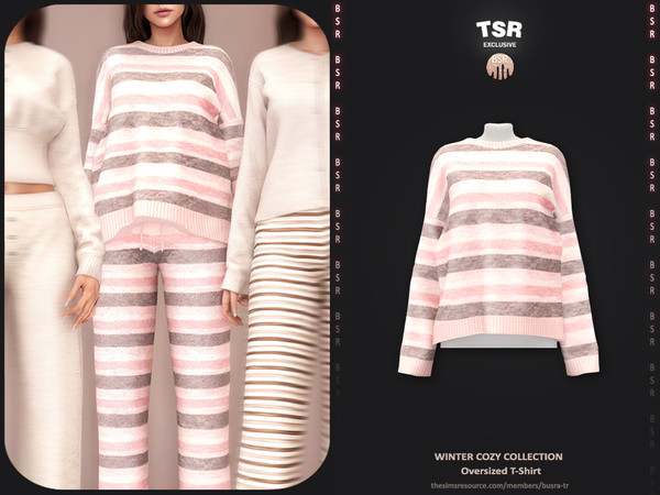 Sims 4 — Cozy Winter Collection - 2 Oversized T-Shirt BD1655 by busra-tr — - Set Inclued : Dress x4 - Top x2 - Skirt x2 -