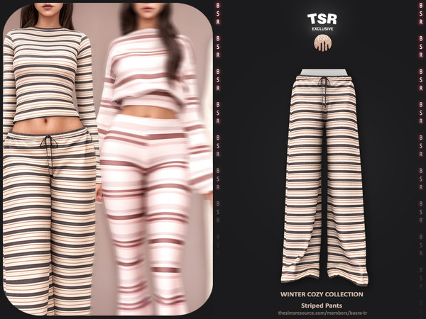Sims 4 — Cozy Winter Collection - 3 Striped Pants BD1655 by busra-tr — - Set Inclued : Dress x4 - Top x2 - Skirt x2 - 10