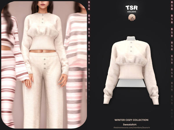 Sims 4 — Cozy Winter Collection - 4 Sweatshirt BD1655 by busra-tr — - Set Inclued : Dress x4 - Top x2 - Skirt x2 - 10
