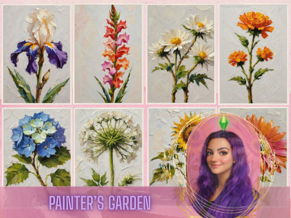Sims 4 — Painters Garden Wall Art by gokcemsims — Painters Garden is a refined wall art set featuring softly painted