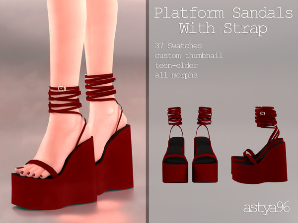 Sims 4 — Platform Sandals With Strap by astya96cc — 37 swatches