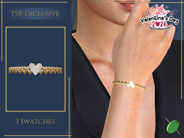 Sims 4 — Pearl Heart Bracelet by Pitted0live — Mother of pearl heart with a gold heart chain bracelet Custom catalog