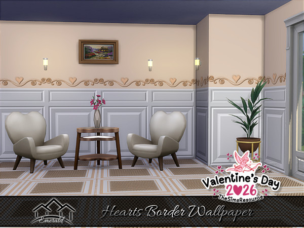 Sims 4 — Hearts Border Wallpaper 2 by Emerald — Wishing you a Happy Valentine's Day!