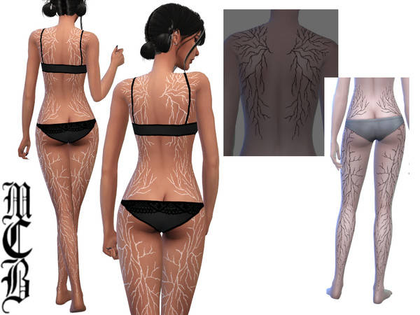 Sims 4 — Vampiric Veins Lower Back And Back Side Of Legs Tattoo by MaruChanBe2 — Vampiric tattoos for your cuties.