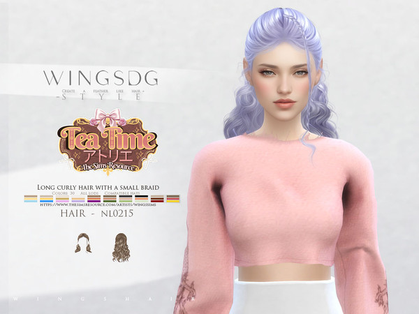 Sims 4 — WINGS-NL0215-Long curly hair with a small braid by wingssims — Colors:30