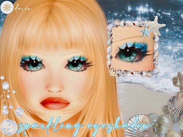 Sims 4 — sparkling eyeshadow - doree by doreesims — a blue, glittery eyeshadow for your sims