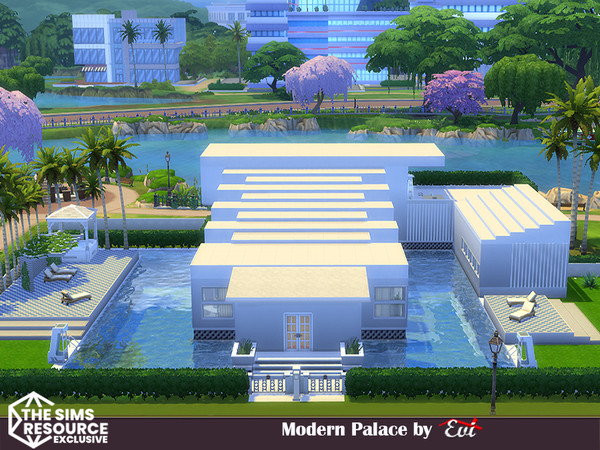 Sims 4 — Modern Palace _No CC by evi — A three bedroom modern house with pools.