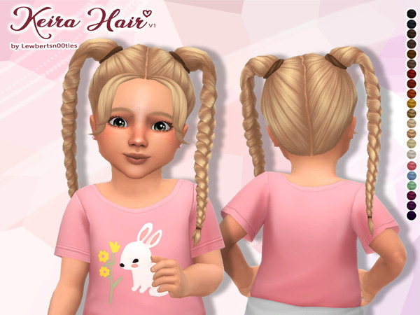 Sims 4 — Keira Hair V1 - Toddler version by Lewbertsn00tles — A simple double ponytail braid hairstyle with some wispy