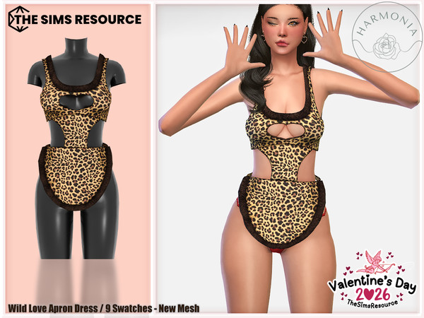 Sims 4 — Valentine's Day - Wild Love Apron Dress by Harmonia — New Mesh