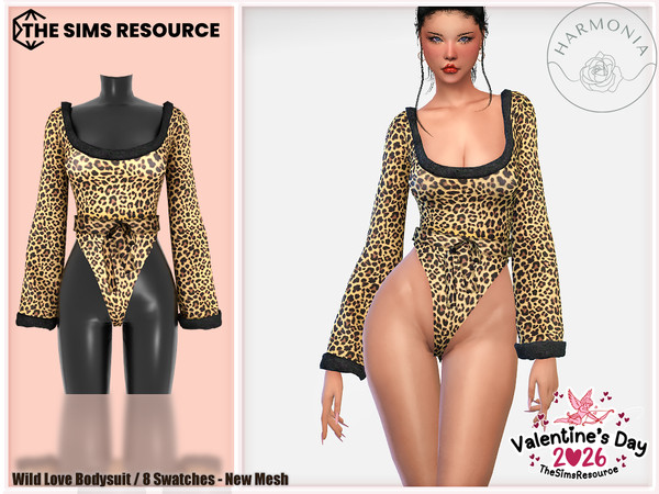 Sims 4 — Valentine's Day - Wild Love Bodysuit by Harmonia — New Mesh