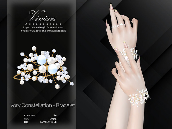Sims 4 — VivianDang_AF_Bracelet_L_Ivory Constellation by VivianDang — - All new meshes