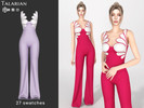 Sims 4 — Tiana Jumpsuit Spaghetti Strap Flared Leg by talarian — One-piece jumpsuit with a fitted bodice and straight