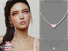 Sims 4 — Pink Gemstone Diamond Heart Necklace by Glitterberryfly — A pink gemstone necklace with diamonds