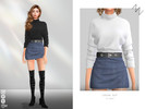 Sims 4 — CASUAL SUIT by ZNsims — sweater, high-necked, short skirt, belt, high-waist