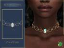 Sims 4 — Lianna Opal Pendant Choker by Pitted0live — Intricate layered design choker with a large oval opal pendant