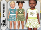 Sims 4 — Toddler Vintage Floral Dress by Pelineldis — Kids fashion clothing: five dresses for toddler girls with flower