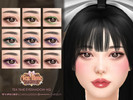 Sims 4 — Tea Time Eyeshadow HQ by Caroll912 — A 9-swatch soft eyeshadow with glitters and puppy-style black eyeliner in