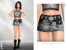 Sims 4 — RETRO BELT DENIM SHORT SKIRT by ZNsims — retro, belt, rivets, denim, short skirt