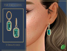 Sims 4 — Emerald Rectangular Earrings by Pitted0live — Large emerald drop earrings Custom catalog image