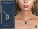 Sims 4 — Emerald Rectangular Necklace by Pitted0live — Large emerald pendant on a gold chain Custom catalog image