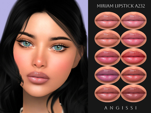 Sims 4 — Miriam Lipstick A232 by ANGISSI — PREVIEWS MADE USING HQ MOD 10 colors