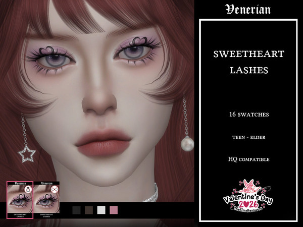 Sims 4 — Venerian_Sweetheart_Lashes_compatible with glasses_HQ by Venerian — 16 swatches Two versions available:
